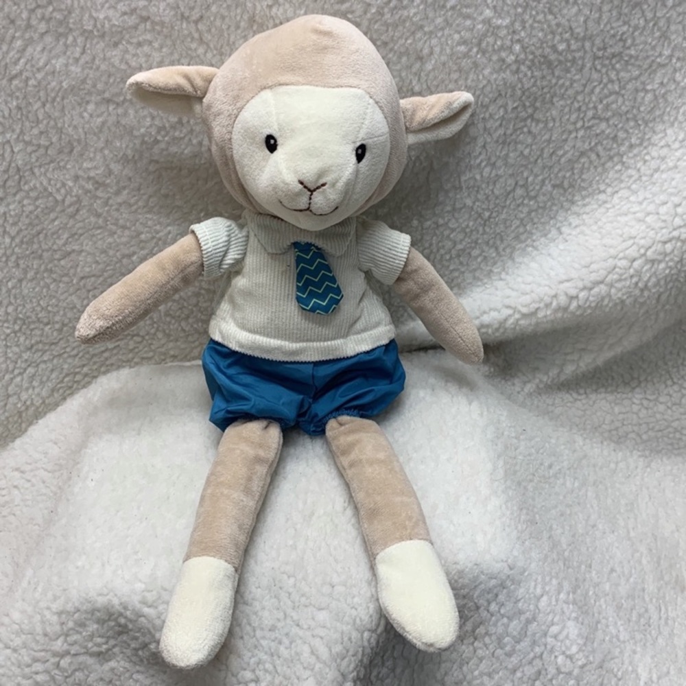 Spark Create Imagine 16" boy lamb grey wearing tie plush rattle stuffed animal